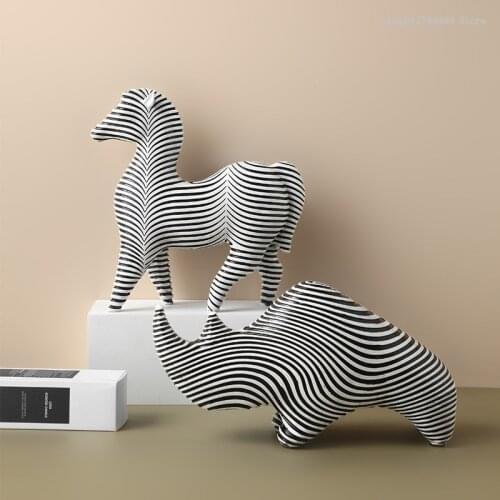 Rhino zebra resin animal ornaments creative animal model ornaments desktop decoration home decoration living room decoration