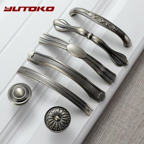 YUTOKO Antique Bronze Cabinet Handles and Knobs Metal Drawer Pulls Vintage Kitchen Cupboard Handle Furniture Handles Hardware