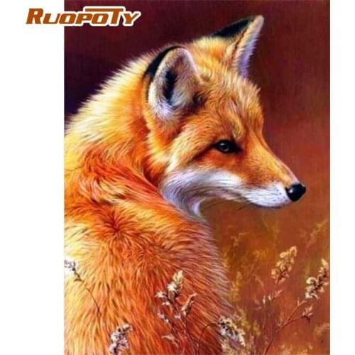 RUOPOTY Diy Framed Painting By Numbers Kits For Adults Cute Foxes Diy Oil Paint Kids Unique Gift 60x75cm Bedroom Wall Artwork