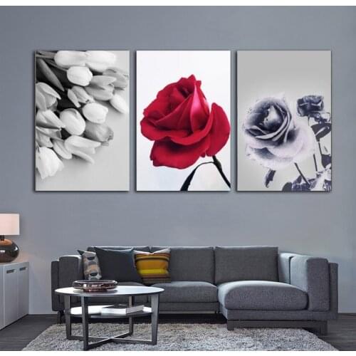 Nordic Simple Black and White Rose Canvas Painting Fashion Wall Picture for Living Room Unframed Home Decoration Poster