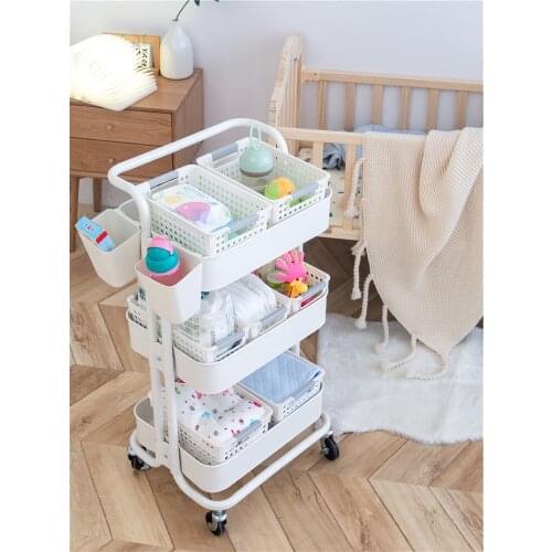 Baby Goods Rack Mobile Wheeled Floor Multi-storey Kitchen Storage Rack Neonatal Storage Rack Trolley