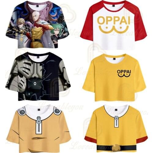 ONE PUNCH MAN 3D Print Top Crop Girl T-shirt High Quality Short Tshirt Women Sexy Clothes Sale Casual Tops