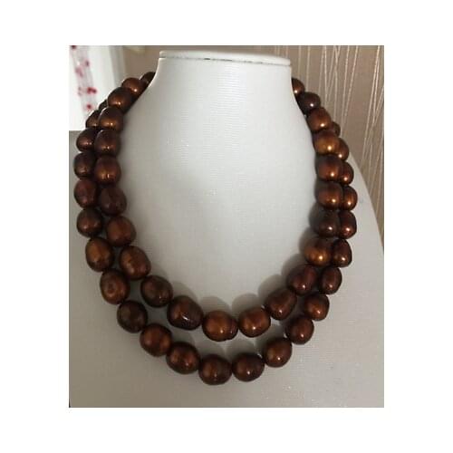 Gorgeous 11-13mm south sea baroque chocolate pearl necklace 36inch 50"