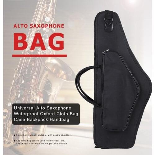 Water-Resistant Oxford Fabric Alto Saxophone Big Bag Box Universal Backpack Handbag with Adjustable Shoulder Strap Black