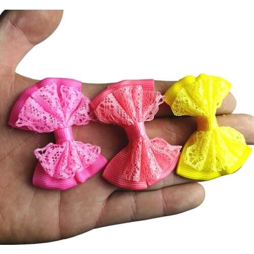 XUNZHE 30 Pcs 5*4cm Baby Bow Hairpin Craft Repair DIY Craft Belted Bow Embroidery Scalloped Decorate Ribbed Lace Toy tie