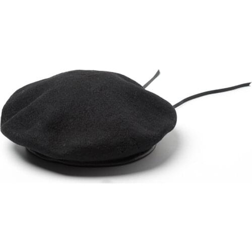 Japanese Winter New Type Light Plate Non-chirping PU Leather-rimmed Beret,Tie-line adjustable wool BERET painters cap
