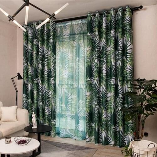 Tropical Forest Palm Leaf Print Shading Curtains for Living Dining Room Bedroom