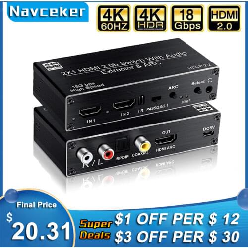 2021 Best HDMI 2.0 Audio Extractor Support 4K 60Hz YUV 4:4:4 HDR HDMI Audio Converter Adapter 4K HDMI to Optical TOSLINK SPDIF