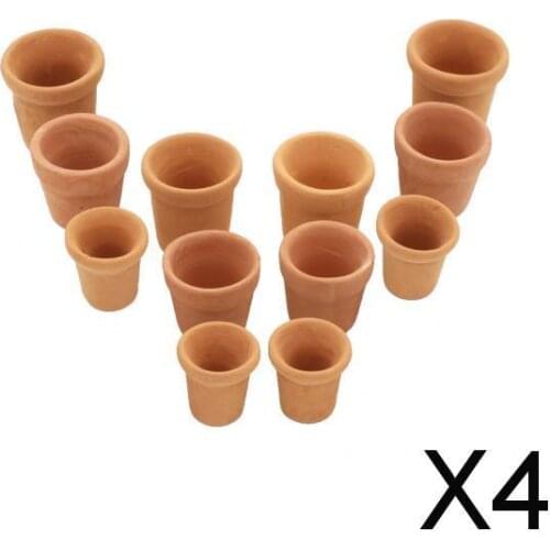 4x12 Pieces 1/12 Dollhouse Miniatures Flowerpots for Dolls Garden Decoration