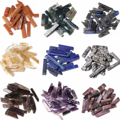 5pcs/lot Natural Crystal Stone Stick Point Beads Top Drilled Mineral Pendant for Jewelry Making Necklace Earring Accessories Diy