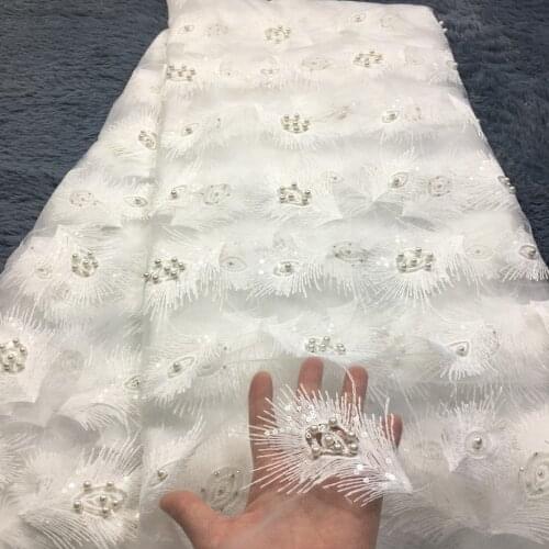 African Lace Fabric 2021 Women Fashion Beautiful White High Quality net lace Embroidery French Tulle Lace For Wedding M2365