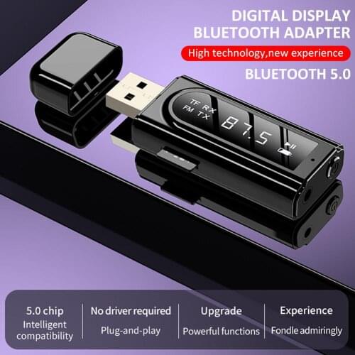 Bluetooth 5.0 Receiver Car LED Transmitter FM Modulator Card Reader Support For Mobile Phone / Car / Tablet /computer