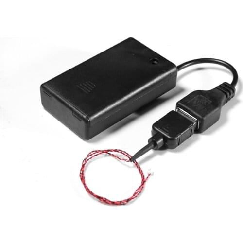 USB Battery Box for LED Strip Lights USB Power Supply DC4.5V Portable Mini AAA Battery Pack with USB Port