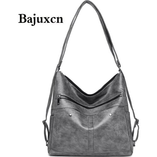 Large Capacity Designer Soft Leather Bags Famous Brand Women Luxury Shoulder Bags 2020 Multifunction Vintage Tote Bags Back Pac