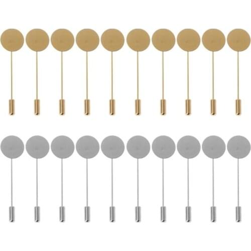 10Pcs Round Tray Lapel Stick Brooch Pin Suit Hat Scarf Badge DIY Costume Jewelry
