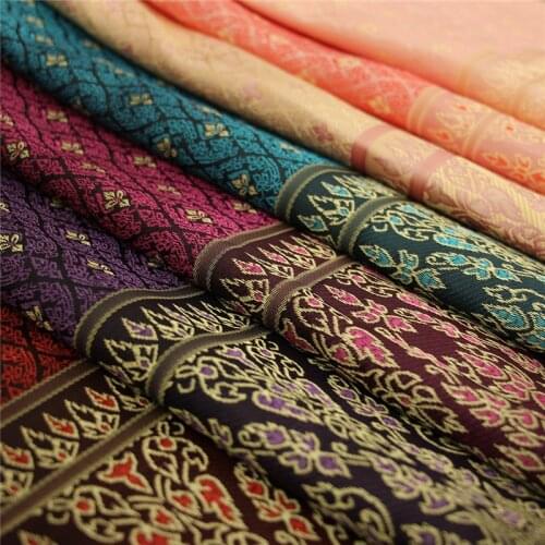 C1038 Ethnic Southeast Asia Burma Thailand Dai Style Womens Jacquard Skirt Fabric DIY Sewing Materials Polyester Clothing
