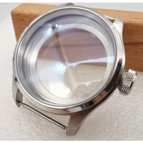 47mm SS watch case Fit ETA6497 6498 Seagull St36 manual winding movement mens watches