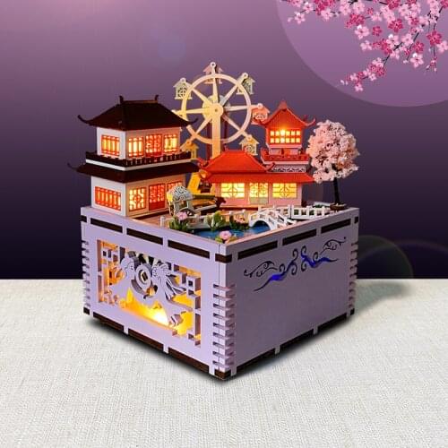 DIY Wooden Dollhouse Chinese Building Doll Houses With Furniture Kit Music Box Casa Assemble Toys for Children Christmas Gift