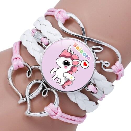 Unicorn Braided Kids Bracelet for Girls Friendship Bracelets Jewelry Multi-layer Charm Bracelet Fashion Jewelry gifts