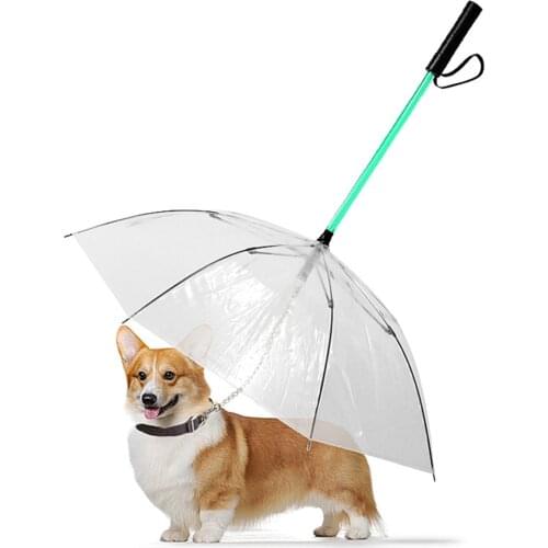 Dog Rain coats Cover Umbrella Walking Waterproof Clear Cover Built-in Leash Rain Sleet Snow Pet Umbrella Raincoats