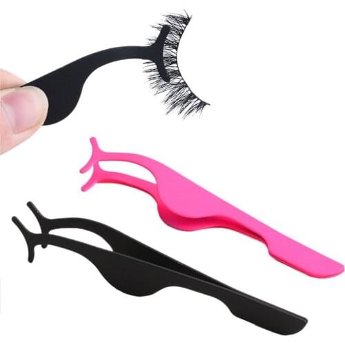 Magnetic False Eyelashes Extensions Tweezers False Eyelash Curler Clip Stainless Steel Fake Eyelash Helper Clip Applicator