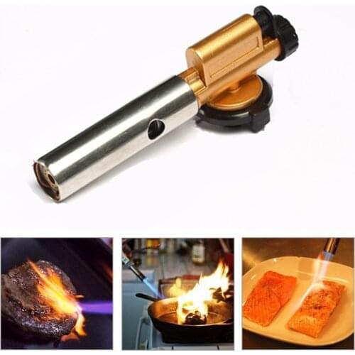 Metal Electronic Ignition Copper Flame Butan Gas Burner Gun Maker Torch for Outdoor Camping Hiking Picnic BBQ Welding Equipment