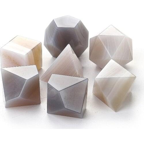 Gray Agate Gemstone Digital Creative Polyhedron Dice Set Running Group Board Game Game Dice Horoscope Dice 7 Piece Set