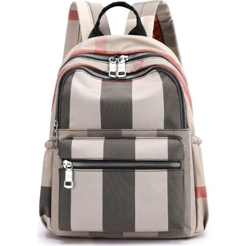 2020 New Casual Vintage Plaid Backpack Women Waterproof Nylon School Bags for Teenage Girls High Quality Fashion Travel Rucksack