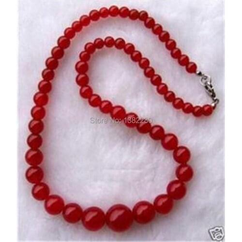 New!Red chalcedony 6-14mm round beads necklace tower chain 18 inch 2pc/lot DIY stone fashion jewelry making wholesale and retail