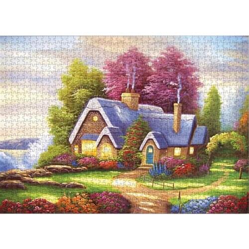 1000 Pieces Jigsaw Puzzles Village House Landscape Picture Assembling Toys Educational Learning Game Toys for Children Adults