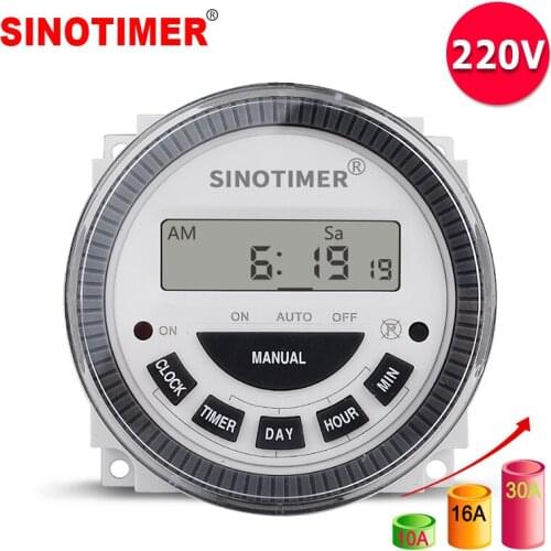 230VAC 16A 3500W 7 Days Weekly Programmable Digital Timer Switch Output 220V Voltage Inside Battery with Dustproof Cover