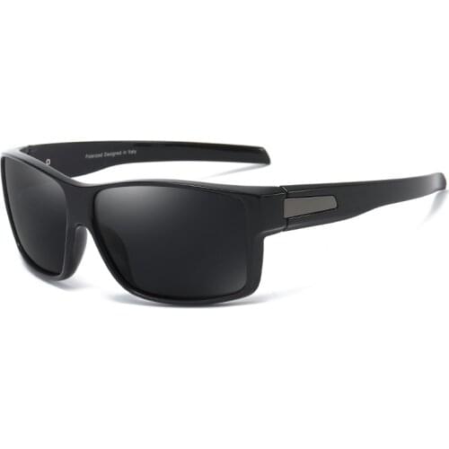 Vintage Matte Black Square Sunglasses UV Protection Shades Mens Outdoor Sports Goggles Polarized Lens Driving Sun Glasses