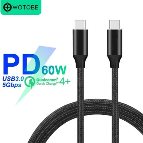 USB-C Charge Cable Type-C USB 3.0 data transmission cable 5.0Gbps 20V 3A 60W fast charging data for MacBook Pro iPad Pro laptop