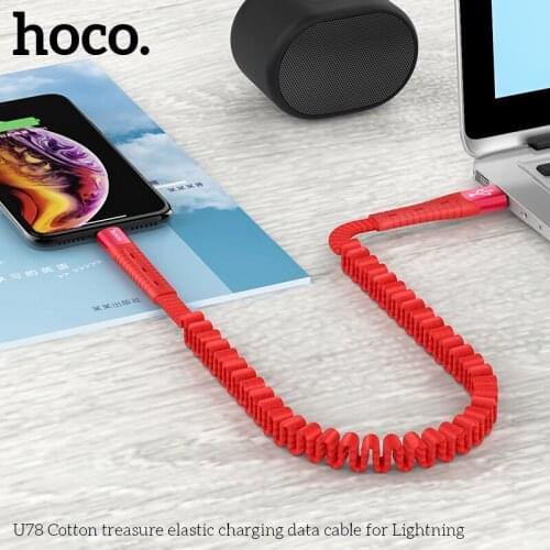 HOCO U78 USB Cable for Apple 2.4A Fast Data Charging Cotton Treasure Elastic Sync Charger iPhone 6 7 8 11 Pro X Xs Max XR