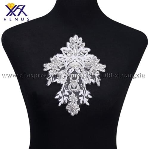 XFX VENUS new 5pc sew on applique Solid color fashion women dress decoration accessories Embroidery rhinestone applique