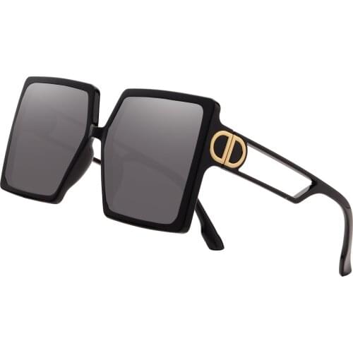 2021Oversized Shades Women Sunglasses Black Fashion Square Glasses Big Frame Vintage Retro Glasses Female Unisex Oculos Feminino