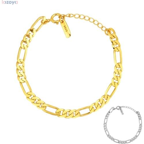LOZOYA 925 Sterling Silver Chain Bracelet Punk Luxury Thick Locker Large Women Bangle 2021 Rock Jewelry For European Party