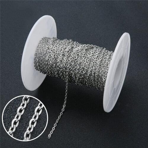 5meters Width 2 2.5mm Stainless Steel Link Chains Bulk for Bracelets Findings Metal Necklaces Chains Lot Bulk Diy Jewelry Making