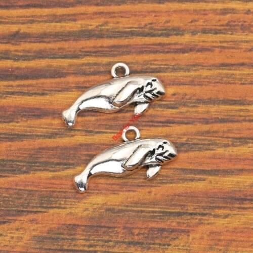 10pcs Whale Animal Charm Pendant fit Bracelet Necklace Antique Silver Plated Jewelry DIY Making Accessories 13X24mm