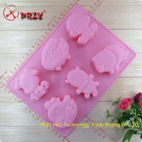 100% food grade silicone new silicacone cake tools / The dog sheep monkey bird pig model Twelve Chinese zodiac(si068)