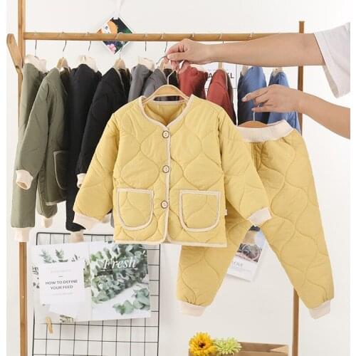 2 3 5 7 Years Old Kids Cotton-padded Clothes Boys And Girls Winter Clothing Warmth 2pcs Set Thickened Childrens Anti-cold Suit