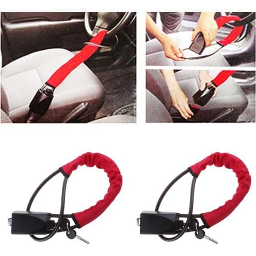 2x Universal Steering Wheel Lock Vehicle Car Security Key Alarm Anti Theft