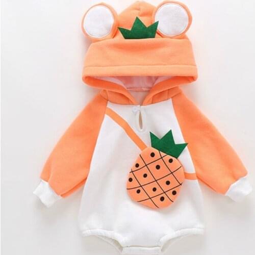 2020 New Cute BABY Newborn Baby Princess Girl Clothes Set Long Sleeve Hoddies PineApple Romper Clothes Autumn Winter Wear 0-18m