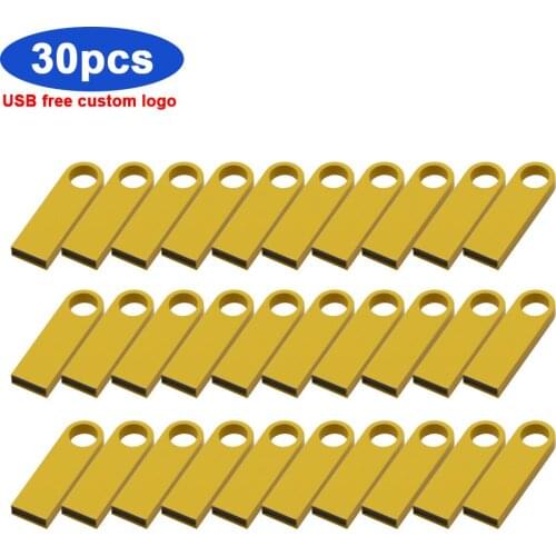 30pcs/lot custom logo Metal USB Flash Drive Pendrive 4GB 8GB 16GB 32GB 64GB Usb 2.0 External Storage Memory Stick U Disk Gift