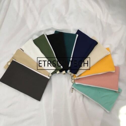 50pcs Coloful blank canvas zipper Pencil cases pen pouches cotton cosmetic Bags makeup bags Mobile phone clutch bag organizer