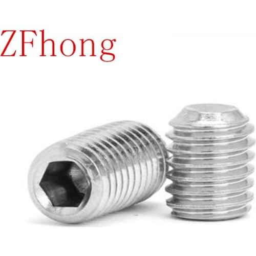 50PCS M4*4/5/6/8/10/12/16 DIN916 Stainless Steel cup point Hex Socket headness Set Screw Grub Screw
