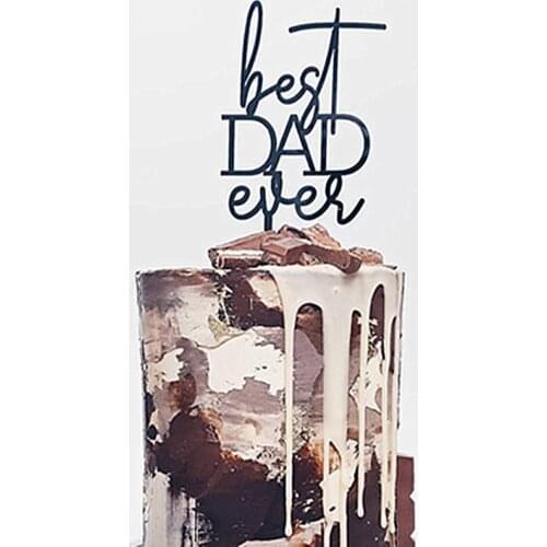 Acrylic Dad happy Birthday Party Cake Topper Golden Tie beard Fathers day Cake Topper for Fathers day Birthday Cake Decoration