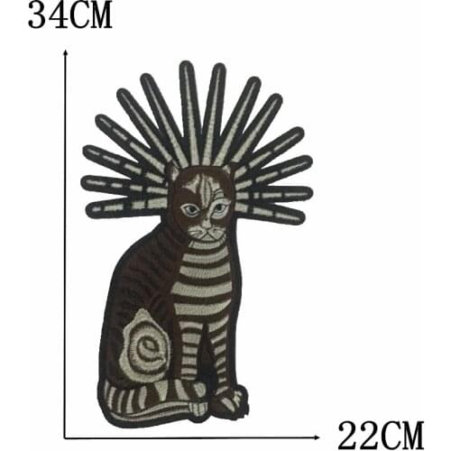 Brown Cat Applique Embroidery Clothes Patch Iron on Patches for Clothes Sweater DIY Decoration Sticker Large 2018 new 1pc