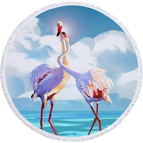 Bath Towels Summer Flamingo Printed Large Round Beach Towel Microfiber Round Fabric Swimmming Towels For Home Decorative