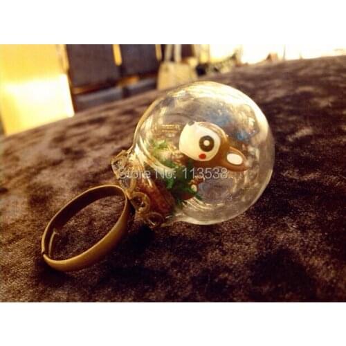 Free Ship! 20sets/lot 30*20mm glass globe with antique bronze lace ring setting findings set glass bubble DIY vial pendant